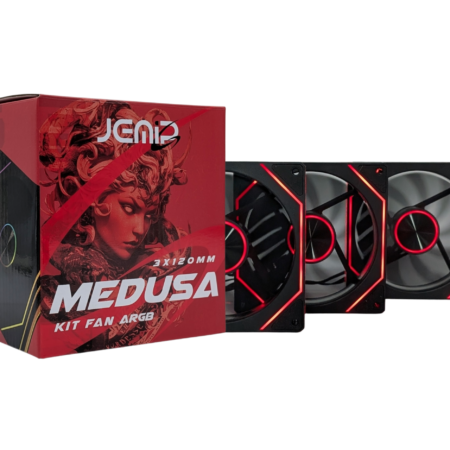 VENTILADOR JEMIP MEDUSA KIT 3 EN 1 ARGB+PWM 1600RPM 3x12CM NEGRO