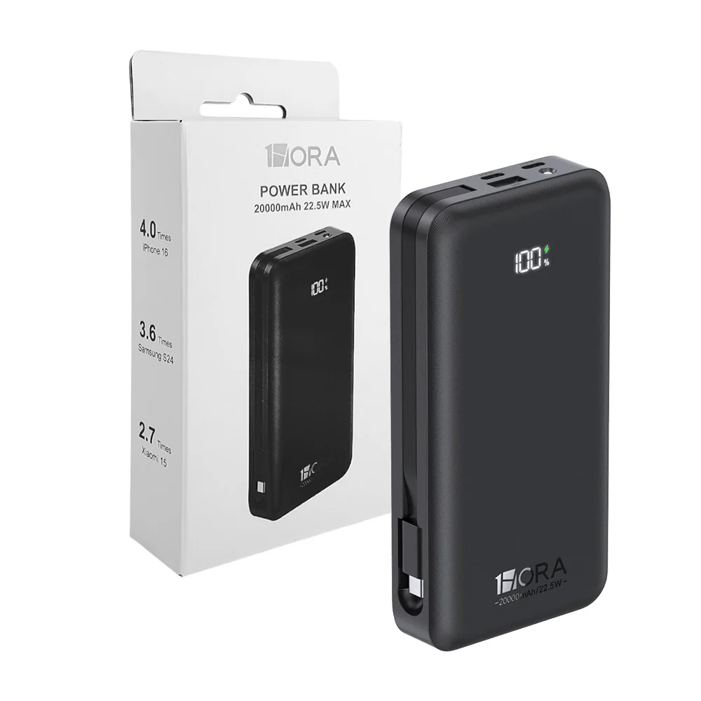 POWER BANK 20000mAh 22.5W MAX BAT201 BLACK CON CABLE TIPO C 1HORA