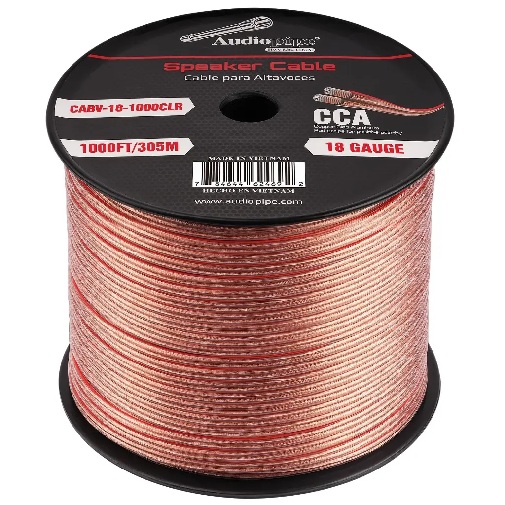 CABLE CORNETA #18 TRANSP 304.8 MTS AUDIOPIPE CABV-18-1000CLR