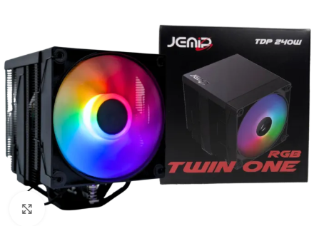 CPU FAN COOLER JEMIP GAMING TWIN ONE RGB/ TORRE 6 TUBOS TDP 240W INTEL-AMD-AM4-AM5