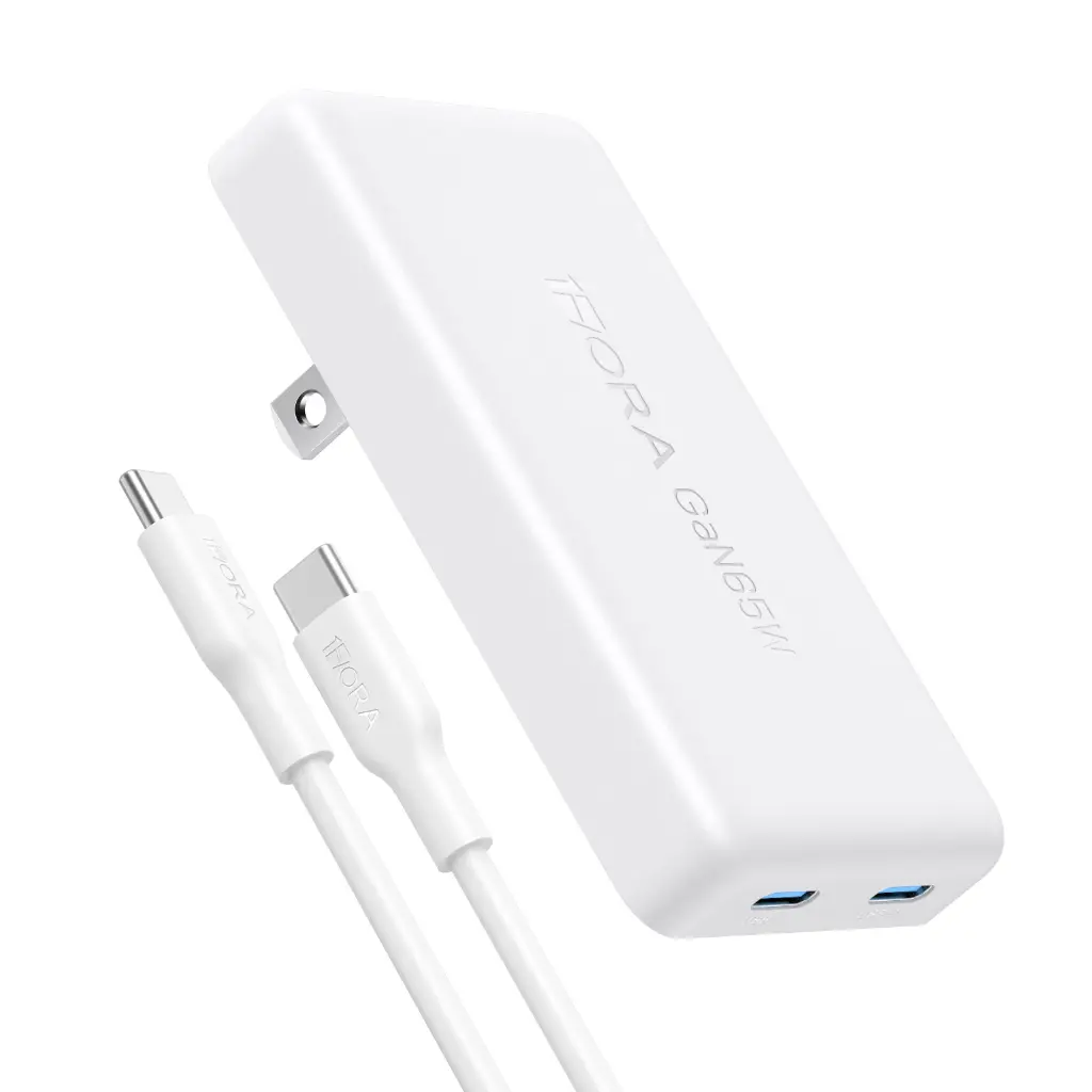 CARGADOR DE TELEFONO GAR323B 65W 1MT CABLE TIPO C BLANCO 1HORA