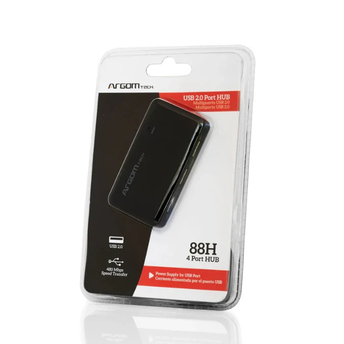 HUB ARGOM MINI 88H 4PTOS USB 2.0 NEGRO