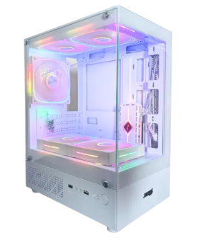 CASE JEMIP GAMING CLARITY MATX 2xUSB HD AUDIO 5xFAN ARGB+PWM FRONTAL-LATERAL VIDRIO TEMPLADO BLANCO