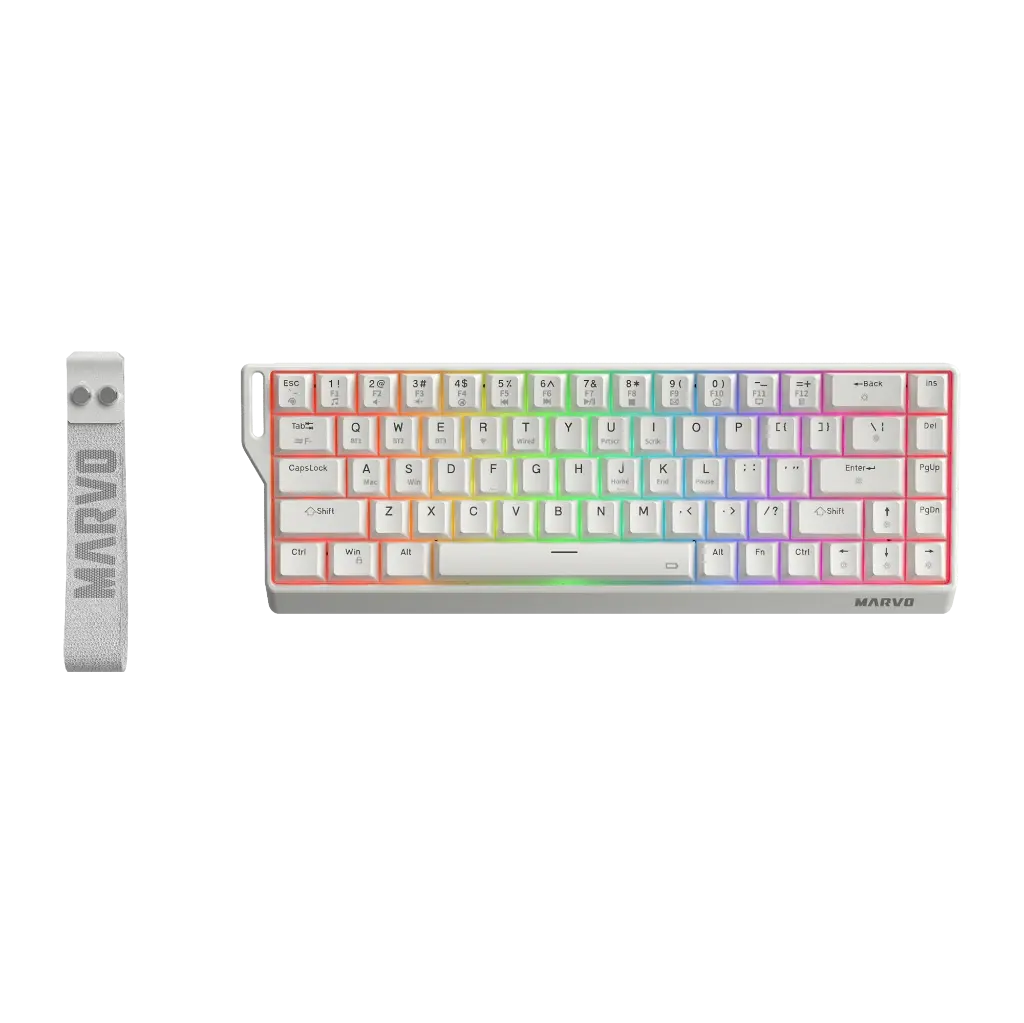 TECLADO MARVO KG965W WHITE SABER 65W WIRELESS