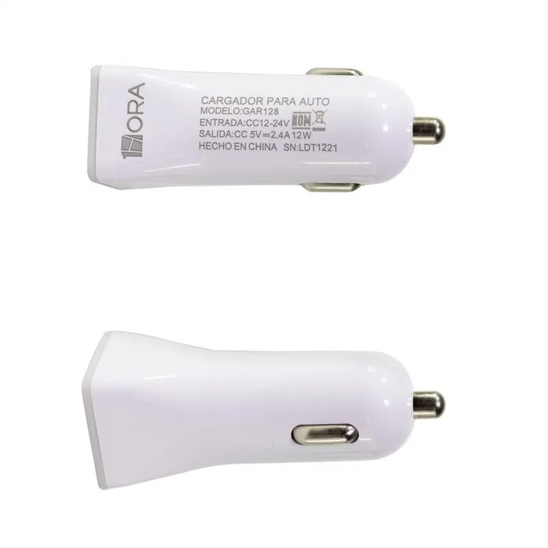 CARGADOR PARA CARRO 1HORA GAR128B 2.4A BLANCO