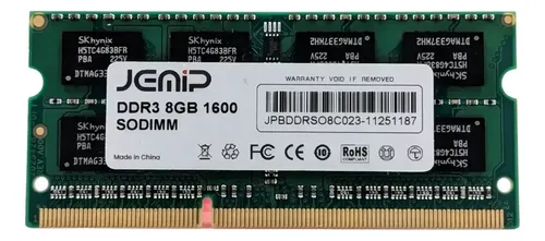 MEMORIA RAM JEMIP 8GB DDR3 1600MHZ SODIMM PARA PORTATIL