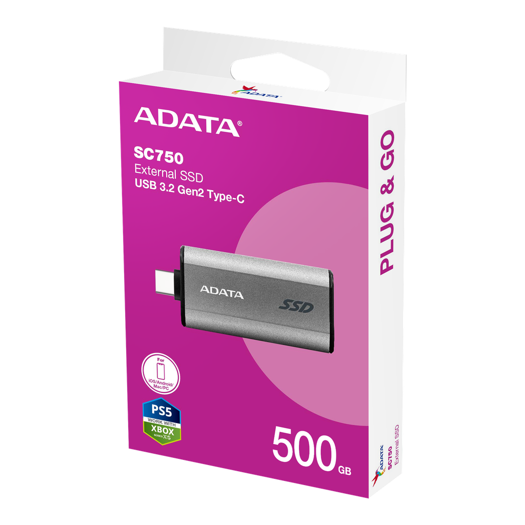 ADATA SE880 500GB - Hasta 2000 MB/s- SuperSpeed USB 3.2 Gen 2x2 USB-C Externa Portátil SSD Titanio