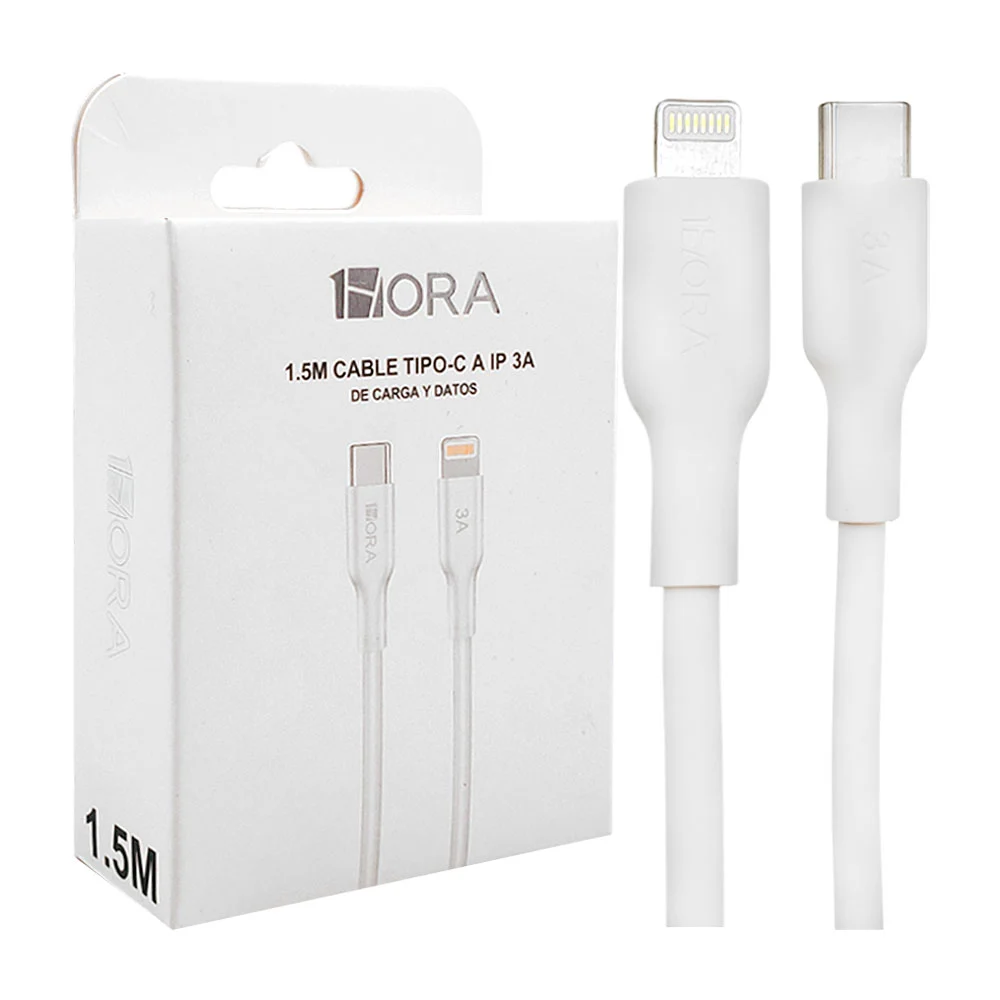 CABLE 3A TIPO C A LIGHTNING CAB257B 1.5M 1HORA BLANCO CARGADOR Y TRANSFERENCIA