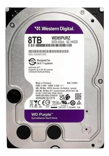 DISCO DURO WD PURPURA 8TB 3.5" SATA 600MB 128MB WD85PURZ