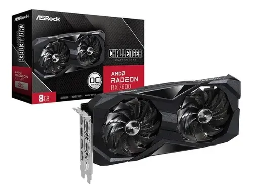 TARJETA DE VIDEO ASROCK AMD RADEON RX 7600 CHALLENGER 8GB DDR6 128BIT 1770MHz 550W HDMI-3xDISP NEGRO 90-GA41ZZ-00UAN