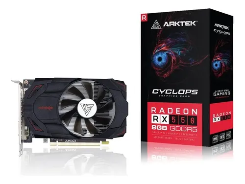 TARJETA DE VIDEO ARTEK CYCLOPS AMD RADEON RX 550 8GB DDR5 128BIT 1183MHz 400W HDMI-DVI-DP NEGRO AKR550D5S8GH1
