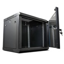 RACK DE PARED CERRADO ABATIBLE ONLINK 9U 600x600x501mm CON PUERTA DE VIDRIO (INCLUYE 3 CERRADURAS) WMG6609