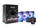 VENTILADOR JEMIP ARCANE KIT 3 EN 1+HUB+CONTROL REMOTO/ARGB+PWM/1600RPM/3x12CM NEGRO